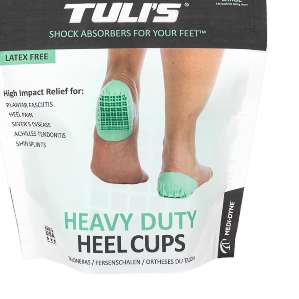 Tuli's Heavy Duty Heel Cups Cushion Insert for Shock Absorption PlantarFasciitis